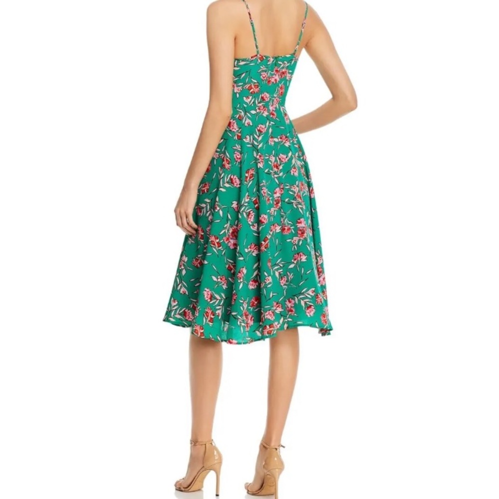 YUMI KIM Womens Green Silk Spaghetti Strap Knee Length Fit + Flare Dress 2 - Picture 4 of 5